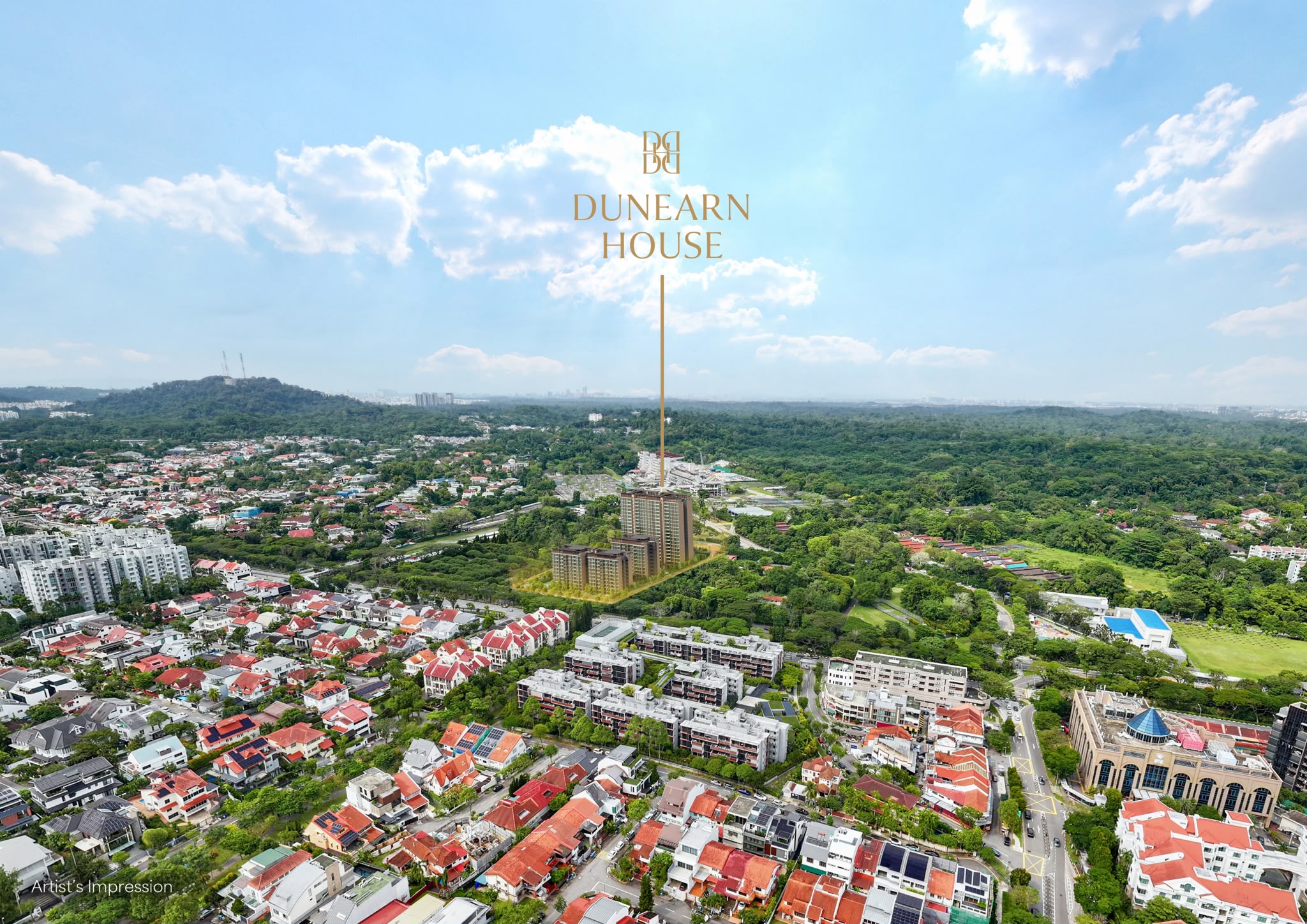 overview of dunearn house on a land looking over landed properties in singapore